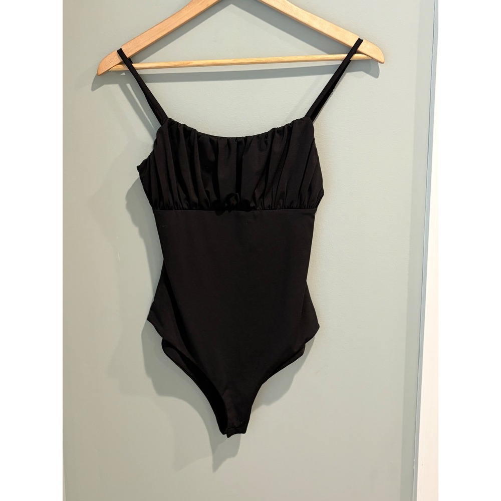 Princess Polly Black Ruched‎ Bust Bodysuit Spaghetti Strap Women US 4